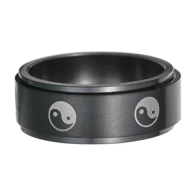 Yin Yang Spinner-Ring für Herren, Rotierender Balance-Ring, Edelstahl