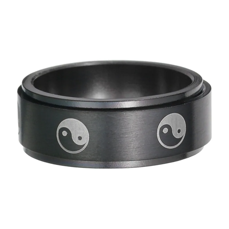 Anillo Spinner Yin Yang, Banda Giratoria de Equilibrio, Acero Inoxidable