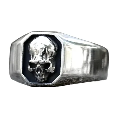 Chevalière Tête de Mort Style Gothique Biker, Acier Inoxydable 316L