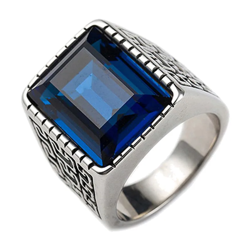 Herren Siegelring mit blauem Stein, Edelstahl