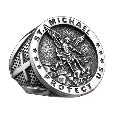 St. Michael Siegelring für Herren, 316L Edelstahl