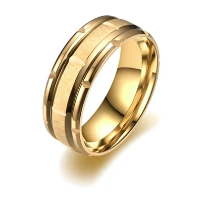 Bague avec rainures mates, 8mm Acier Inoxydable