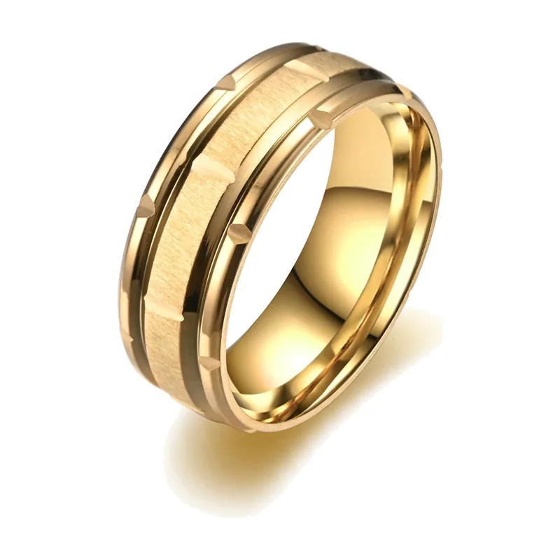 Herren Ring mit mattem Rillendesign, 8mm Edelstahl