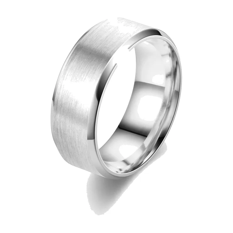 Bague Alliance Brossée, 8mm Acier Inoxydable