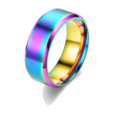 Anello a Fascia Multicolore Spazzolato, Acciaio Inossidabile 316L