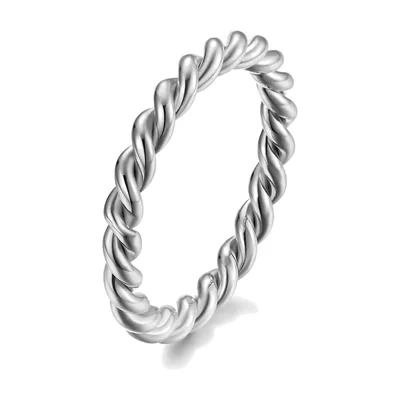 Anillo de Banda Trenzada Estilo Cuerda, Acero Inoxidable 316L