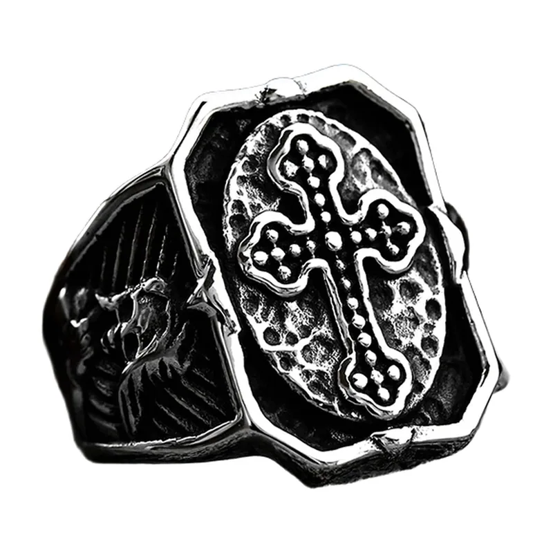 Templer-Kreuz Siegelring, Antik-Edelstahl