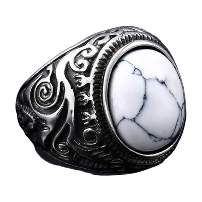 Anillo Sello Vintage con Ojo de Tigre, Acero Inoxidable