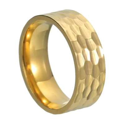 Anillo de Textura Martillada, Acero Inoxidable