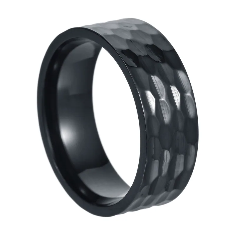 Bague à Texture Martelée, Acier Inoxydable