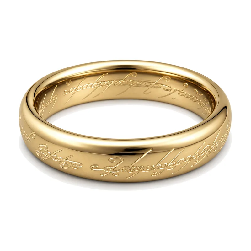 Anello con Incisione Script Tono Oro, Acciaio Inossidabile