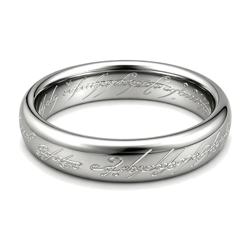 Script Engraved Band Ring, 316L Stainless Steel