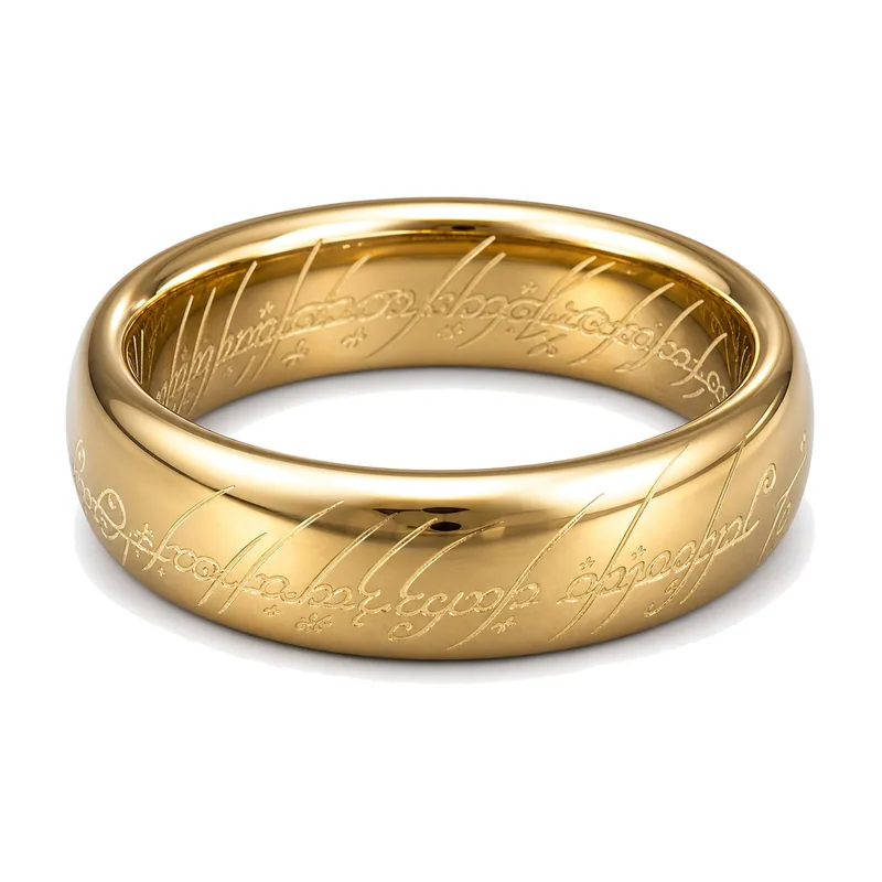 Gravierter Schrift-Ring in Goldoptik, Edelstahl