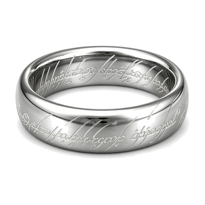 Engraved Script Band Ring, 316L Stainless Steel