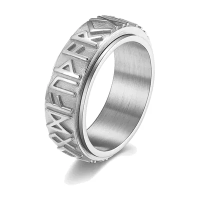 Wikinger Runen Spinner-Ring für Herren, Edelstahl