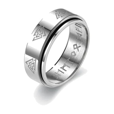 Wikinger Runen Spinner-Ring für Herren, Edelstahl