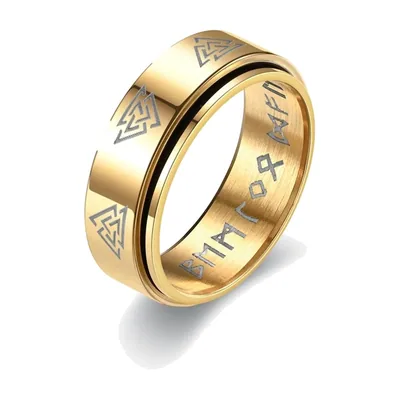 Rotierender Wikinger Runenring, 316L Edelstahl