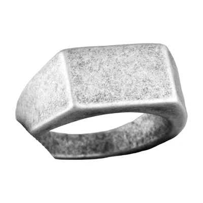 Quadratischer Herren Siegelring im Vintage-Look, Edelstahl