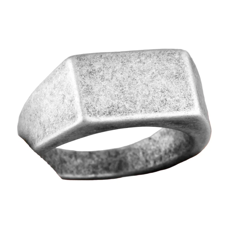 Quadratischer Herren Siegelring im Vintage-Look, Edelstahl