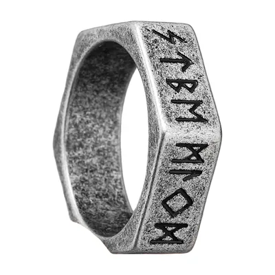 Wikinger Runen-Siegelring aus Edelstahl 316L, Antik-Finish
