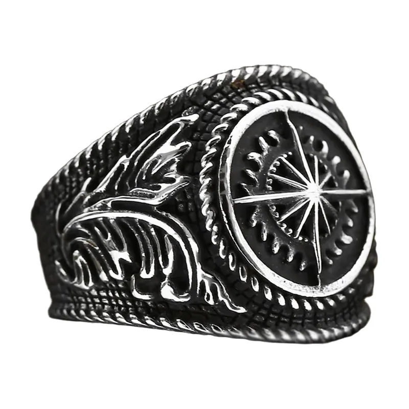 Anello Sigillo Vegvisir Bussola, Acciaio Inossidabile 316L