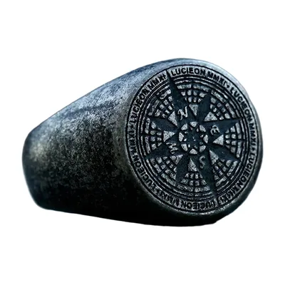 Vegvisir Wikinger Kompass Siegelring aus Edelstahl 316L
