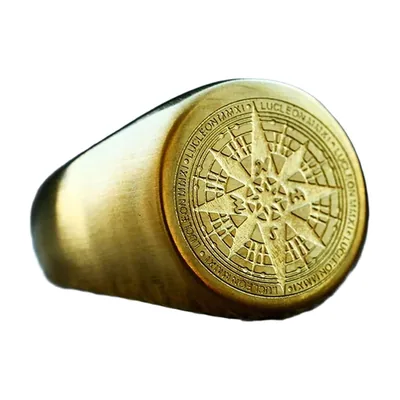 Vegvisir Wikinger Kompass Siegelring aus Edelstahl