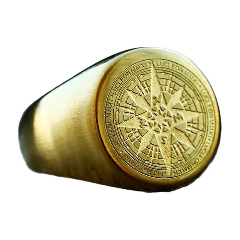 Vegvisir Wikinger Kompass Siegelring aus Edelstahl