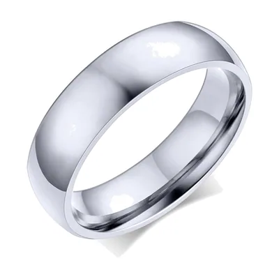 Bague Alliance Bombée Polie, Acier Inoxydable