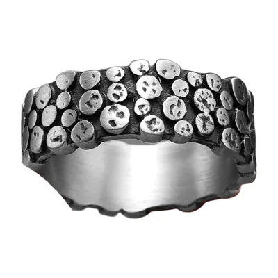 Geometrischer Textur-Ring für Herren, Edelstahl 316L