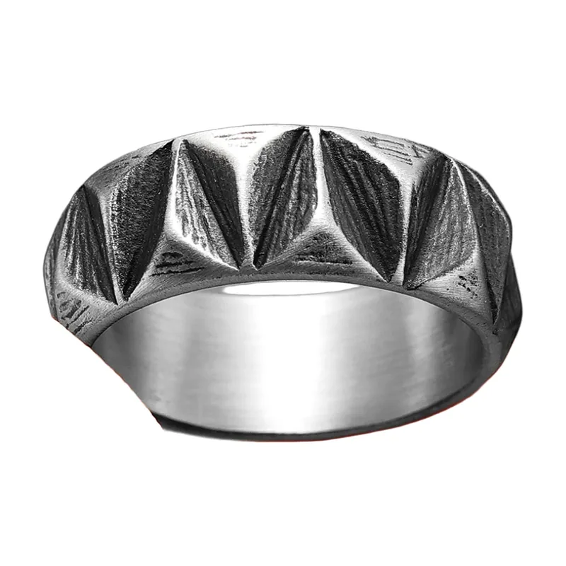 Bague Géométrique à Pyramides, Acier Inoxydable 316L