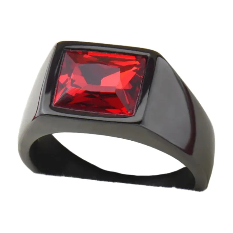 Herren Siegelring mit rotem Stein, 316L Edelstahl