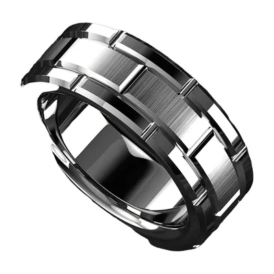 Anillo con Motivo de Ladrillos, Acero Inoxidable 316L