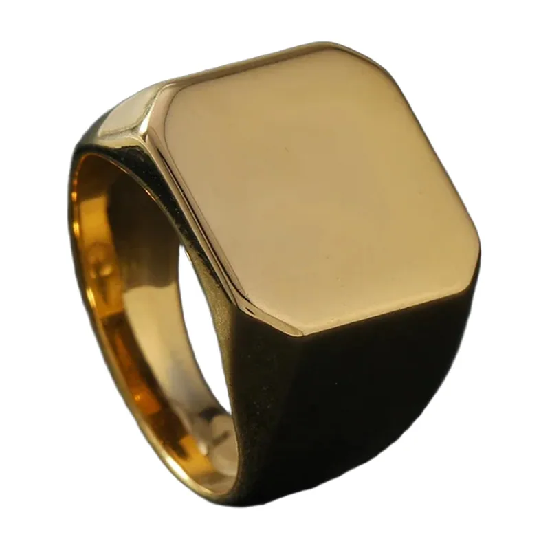 Chevalière Carrée en Acier Inoxydable 316L