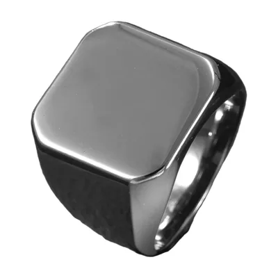 Anello Sigillo Quadrato in Acciaio Inox 316L, Lucidato