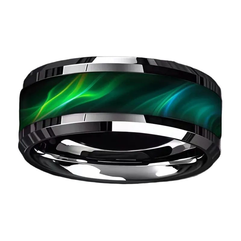 Bague avec Agate Verte, Acier Inoxydable 316L