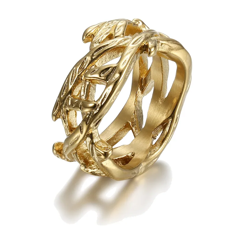 Vintage Openwork-Ring mit organischem Muster, Edelstahl