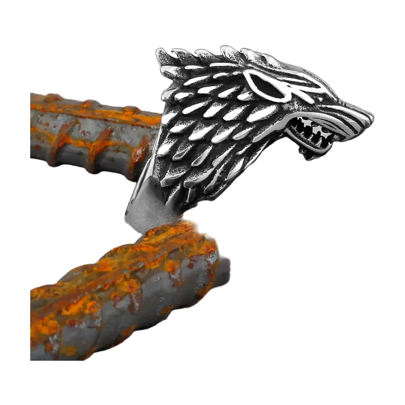 Wolf Kopf Statement Ring aus 316L Edelstahl