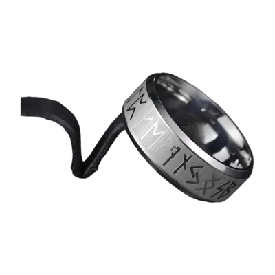 Anillo de Runas Odín Vikingo, Acero Inoxidable 8mm