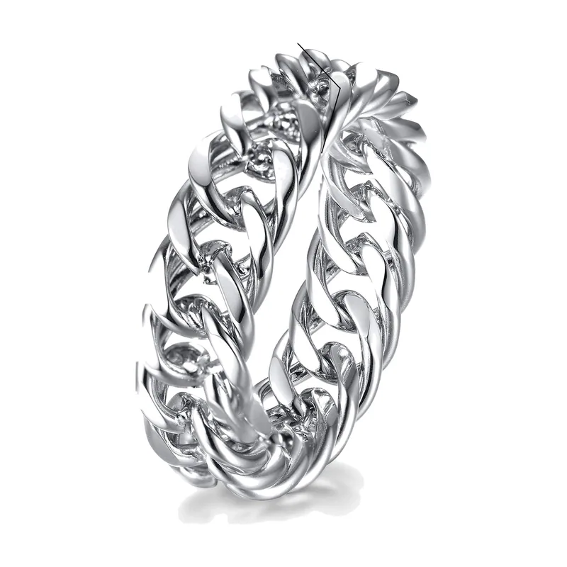 Cuban Link Chain Ring, 316L Stainless Steel
