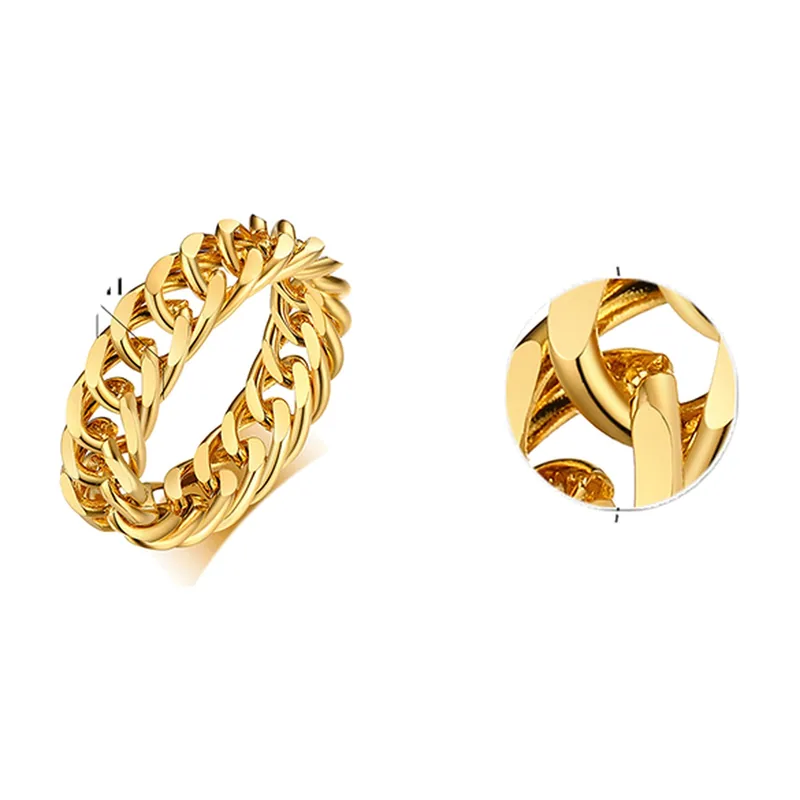 Cuban Link Chain Ring, 316L Stainless Steel