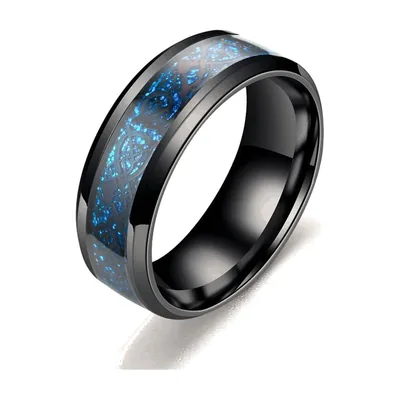 Herrenring mit Drachen-Motiv und blauem Inlay, Edelstahl