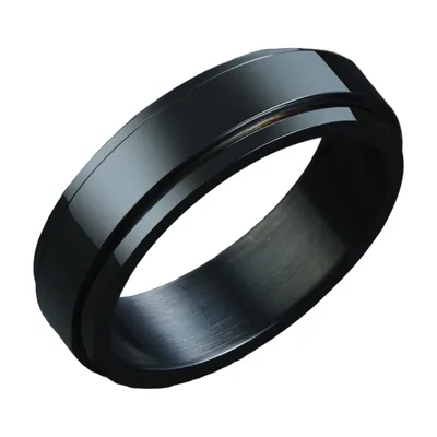 Schwarzer Spinner-Ring mit Drehband, 316L Edelstahl