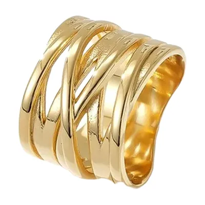 Criss Cross Wide Band Ring, 316L Stainless Steel