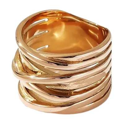 Multi-Layered Criss Cross Band Ring, 316L Stainless Steel