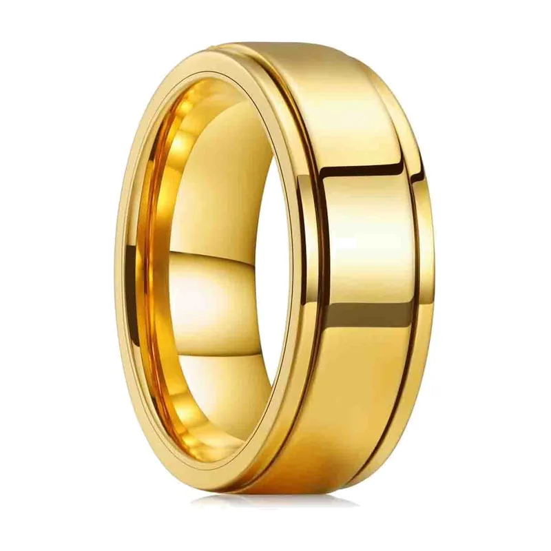 Anello Spinner Rotante Color Oro, Acciaio Inossidabile 316L