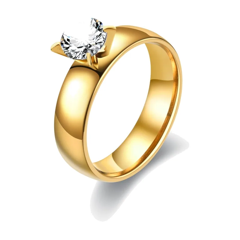 Herren Ring mit klarem Zirkonia, Edelstahl