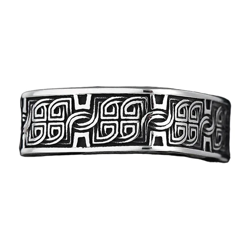 Square Geometric Pattern Ring, 316L Stainless Steel