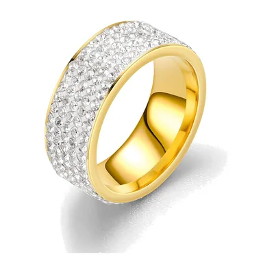 Anillo Eternity con Circonitas Transparentes, Acero Inoxidable