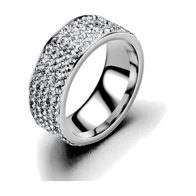 Anillo Eternity con Circonitas Transparentes, Acero Inoxidable